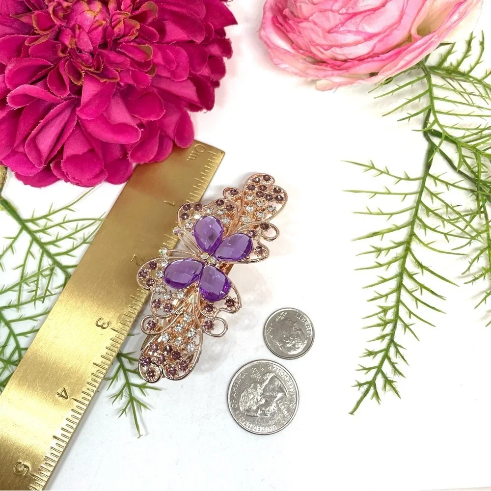 NEW⚜️Butterfly Lavender Crystal Embellished Hair Clip